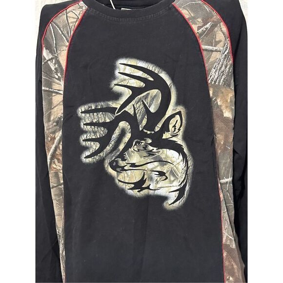 Nice Legendary Whitetails Heavy Long Sleeve Men large Black Crewneck Buck Camo S - Picture 2 of 7